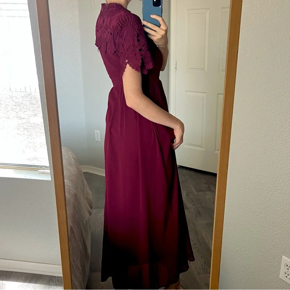 Roolee Fiona Dress Modest Lace Maxi Dress Red Size S - Picture 8 of 10